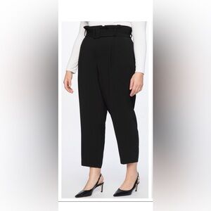 Eloquii paper bag waisted black pants ankle
